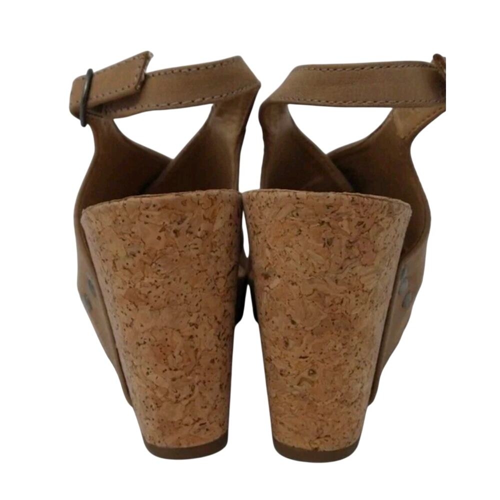 Lucky Brand Minari Tan Genuine Suede Wedge Sandals-S 7.5 - Picture 4 of 7